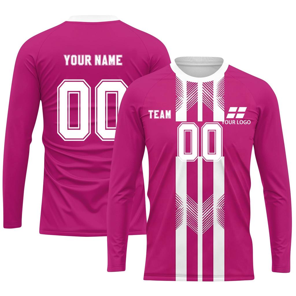 Men's Long Sleeve Athletic Jersey, Quick-Dry Sports Shirt, Lightweight Team Uniform Top, Red White Design