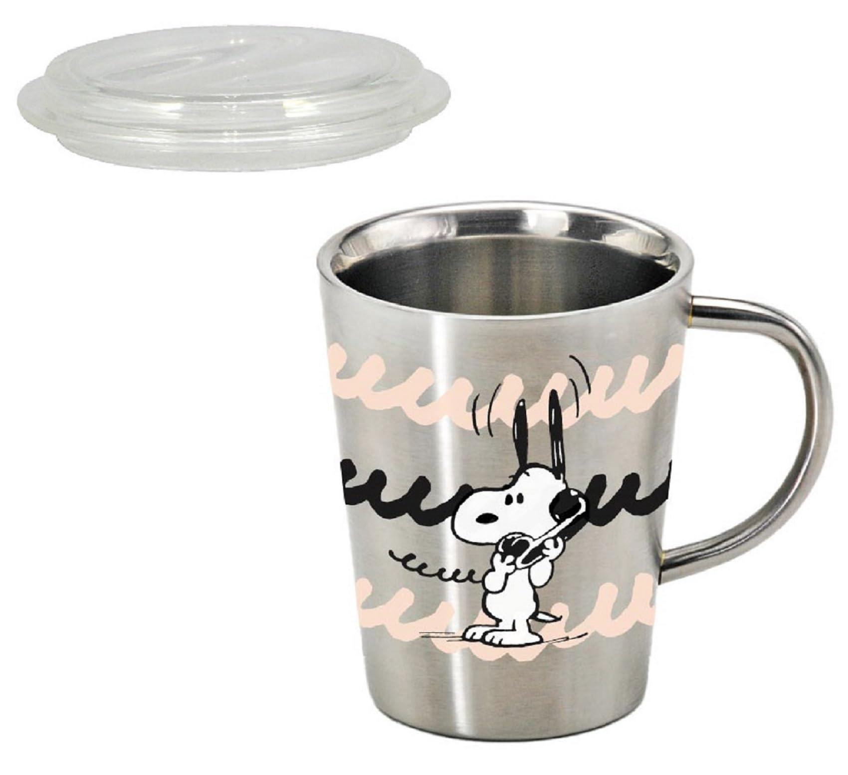 

PEANUTS Double-Sided Stainless Steel Mug, Approx. 360ml, with Lid, Hello, Made in Japan, SN751-856P