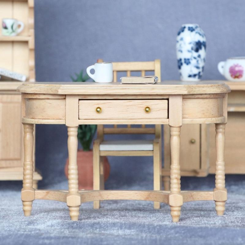 1/12 Miniature Dollhouses Table with Openable Drawer for Realistic Scene Display Decors and Children Imaginative Play