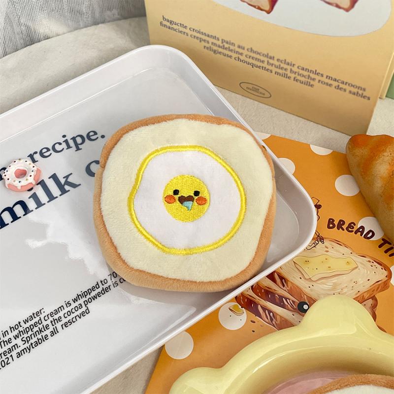

Cute Cartoon Egg Toast Plush Coin Purse Soft Money Change Pouch Small Wallet Keys Earphone Storage Bags Zipper Pouch Kid Gifts