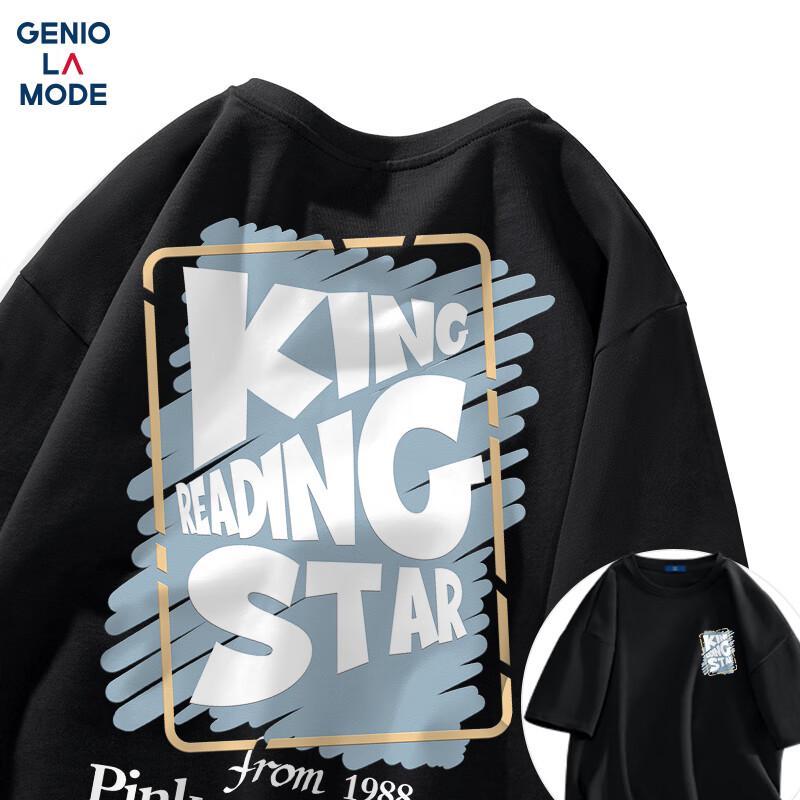 GENIOLAMODE Men s Summer Letter Print Pure Cotton Short Sleeve T-Shirt 3XL