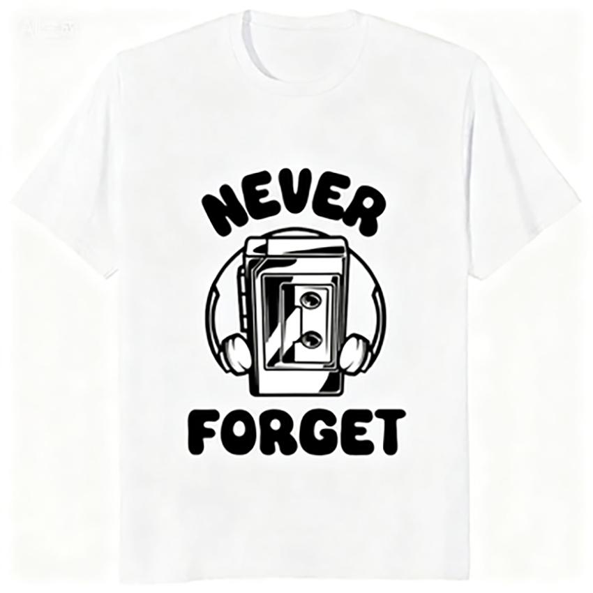 Nikdy nezapomeňte audiokazeta Vtipné tričko Ležérní móda Streetwear Dámské tričko Krátký rukáv Vintage Dámské tričko