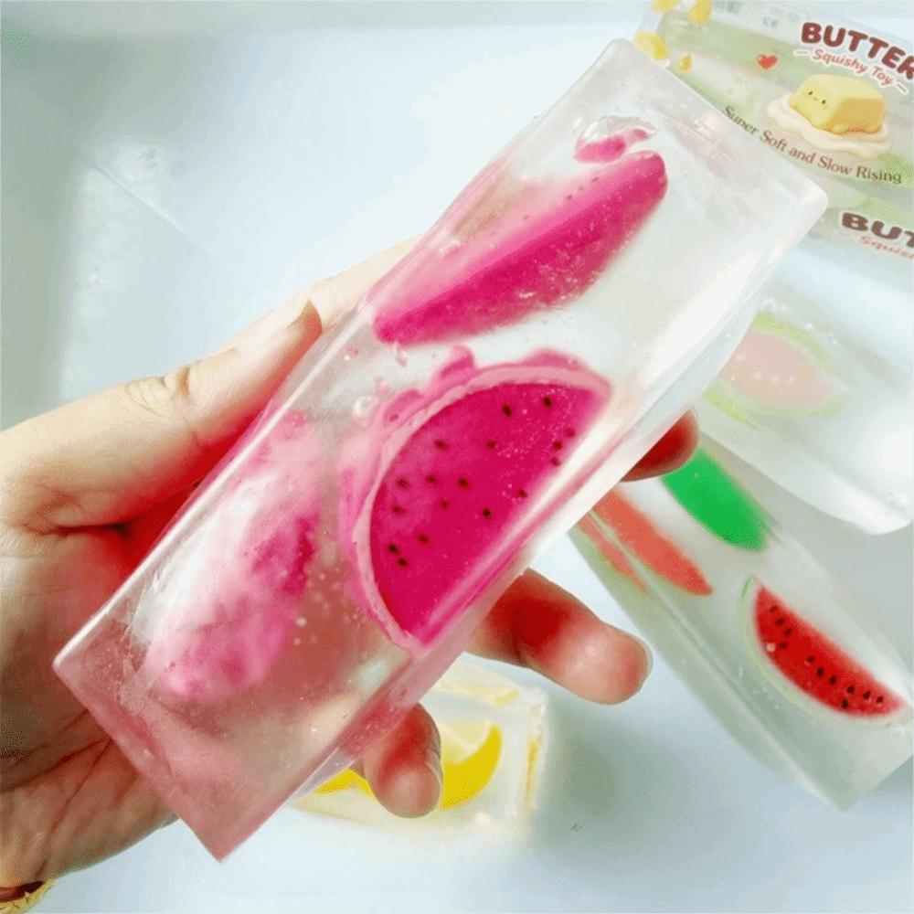 Transparent Fruit Bar Squishy Toy Soft Fruit Bar Fidget Toy Fruit Strip Squeeze Toy  Kids Gifts