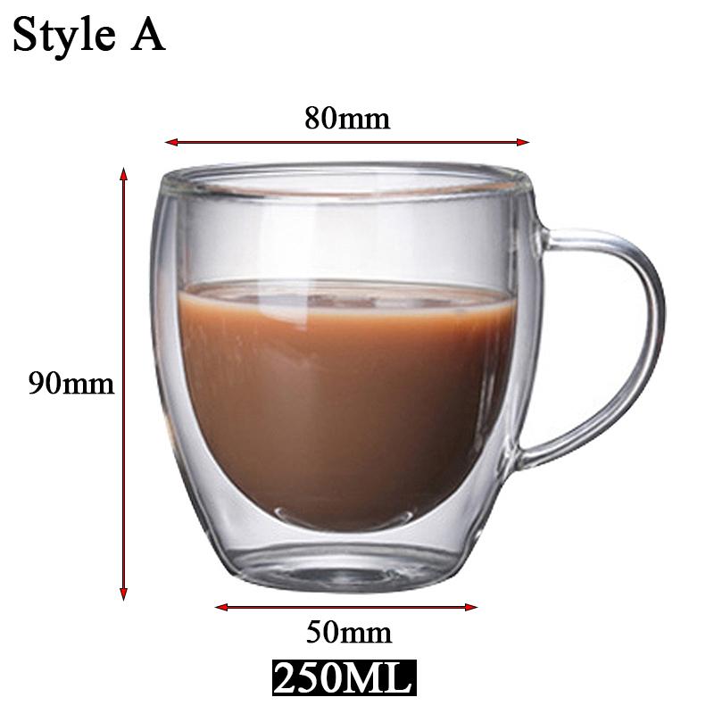 Double Bottom Wall Glass Coffee Cup Whiskey Tea Thermal Heat Resistant Cocktail Vodka Shot Wine Mug Drinkware Tumbler Set
