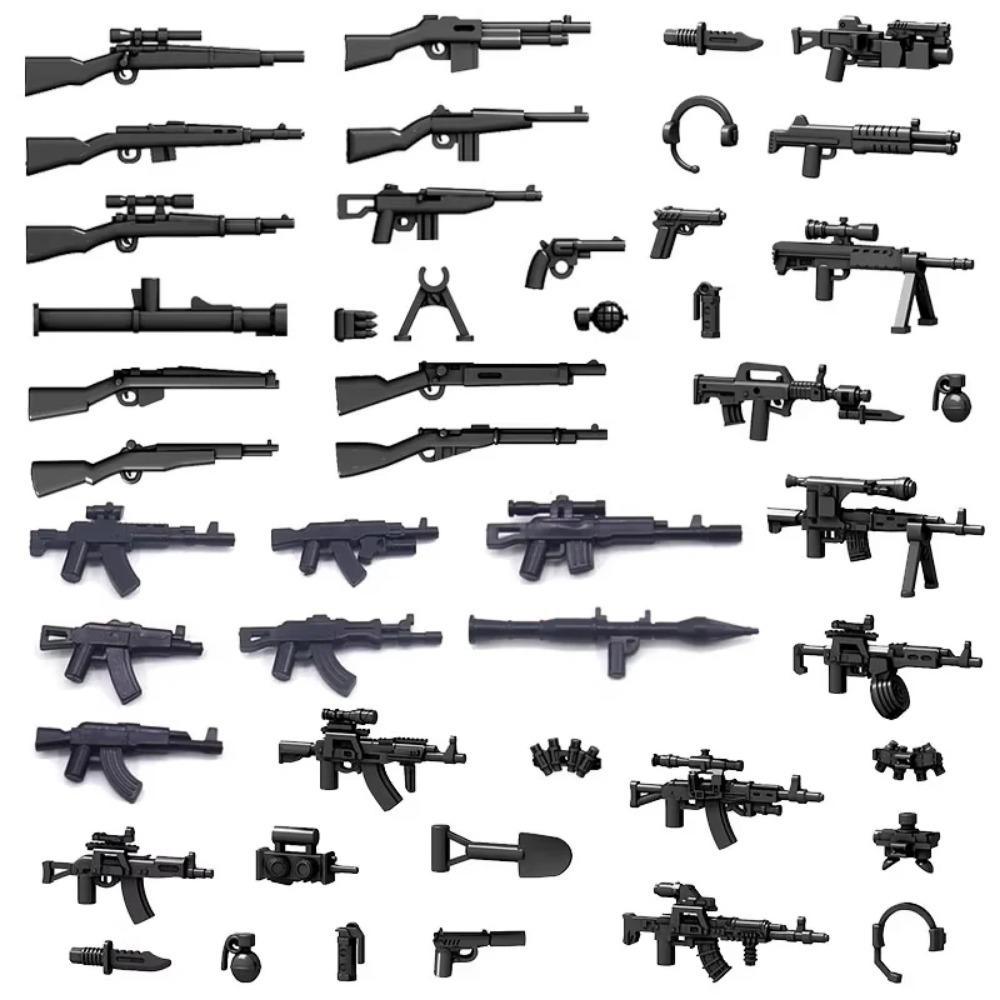 WWII Building Blocks Military Weapons Police Soldier Figure Accessories Model Brick Gun Cannon Launcher Bunker Outpost Toy X017