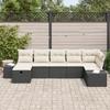 VidaXL Ensemble de Canapé de Jardin 7 Pièces avec Coussins Noir en Poly Rotin 3360728