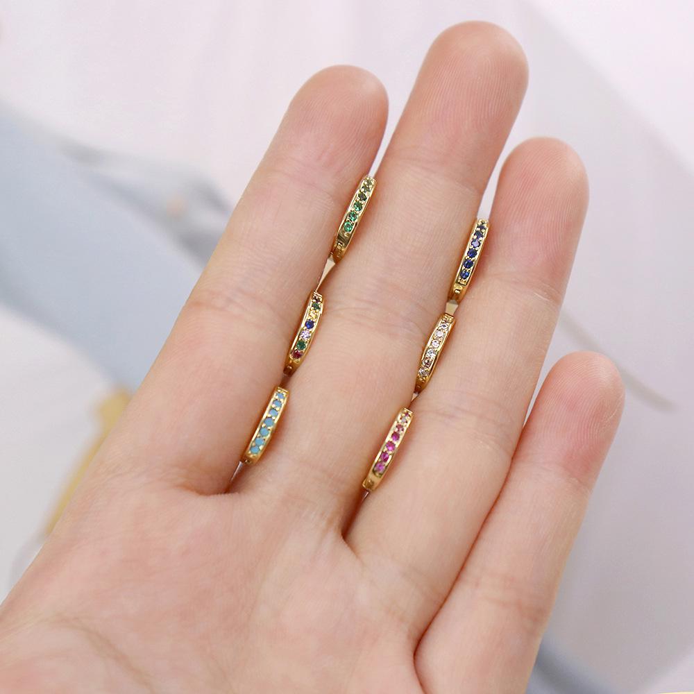 18K Gold Plated Copper Circle Earrings with Micro-set Colored Zircon