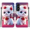 Handmade PU Leather Flip Case for Infinix Hot 50 Pro+ 4G (X6880) Anti-Slip Shockproof Cover with Wrist Strap & Heart/Rose Cat Designs