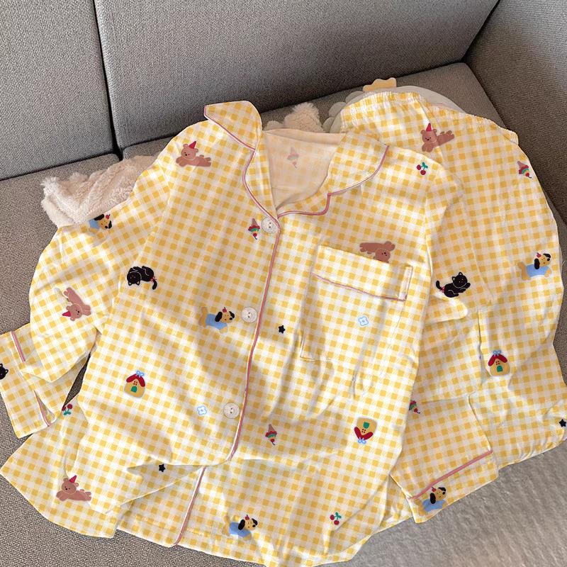High-Value Style Pattern Small Animal Pajamas Women'S Sweet Long-Sleeved Loungewear Suit Can Be Worn Outside