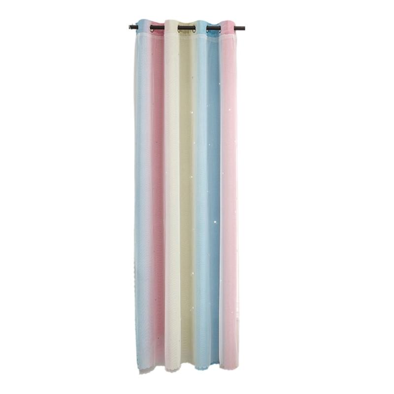 

Double Layers Ombres Sheer Curtains With Star Pattern Rainbow Color Changing Window Treatments for Interior Designs 100x130