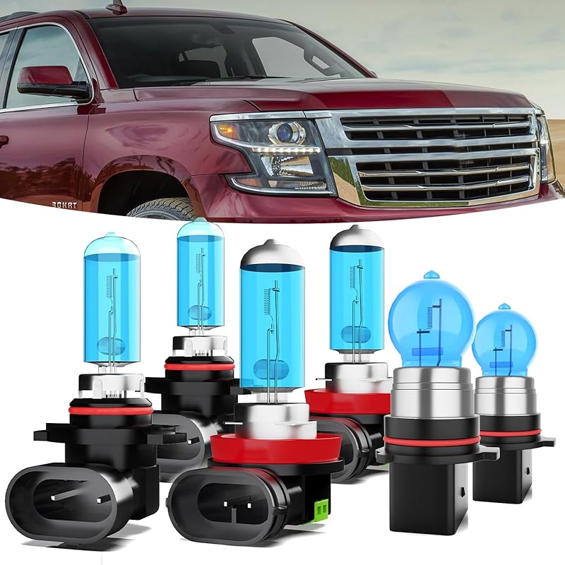 Halogen Headlights Fit For Chevrolet Chevy Tahoe 2000-2006 Headlight Bulbs,9005/HB3/H10 High Beam+ 9006/HB4 Low Beam+ 880/881/H27 Fog Light