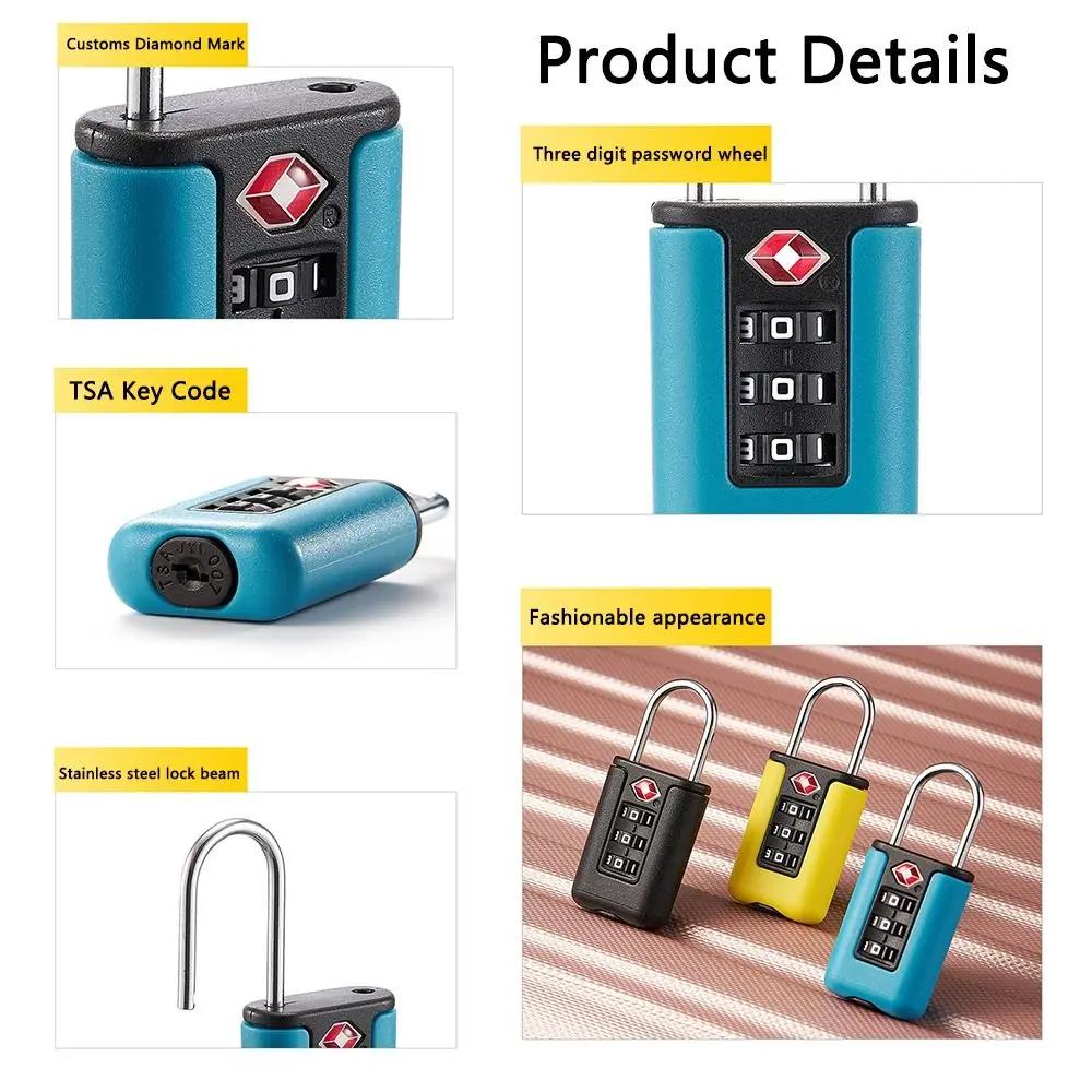 TSA Customs Code Lock for Travel Luggage Password Changeable Lock Contrast Design Padlock 3 Digit Combination Lock