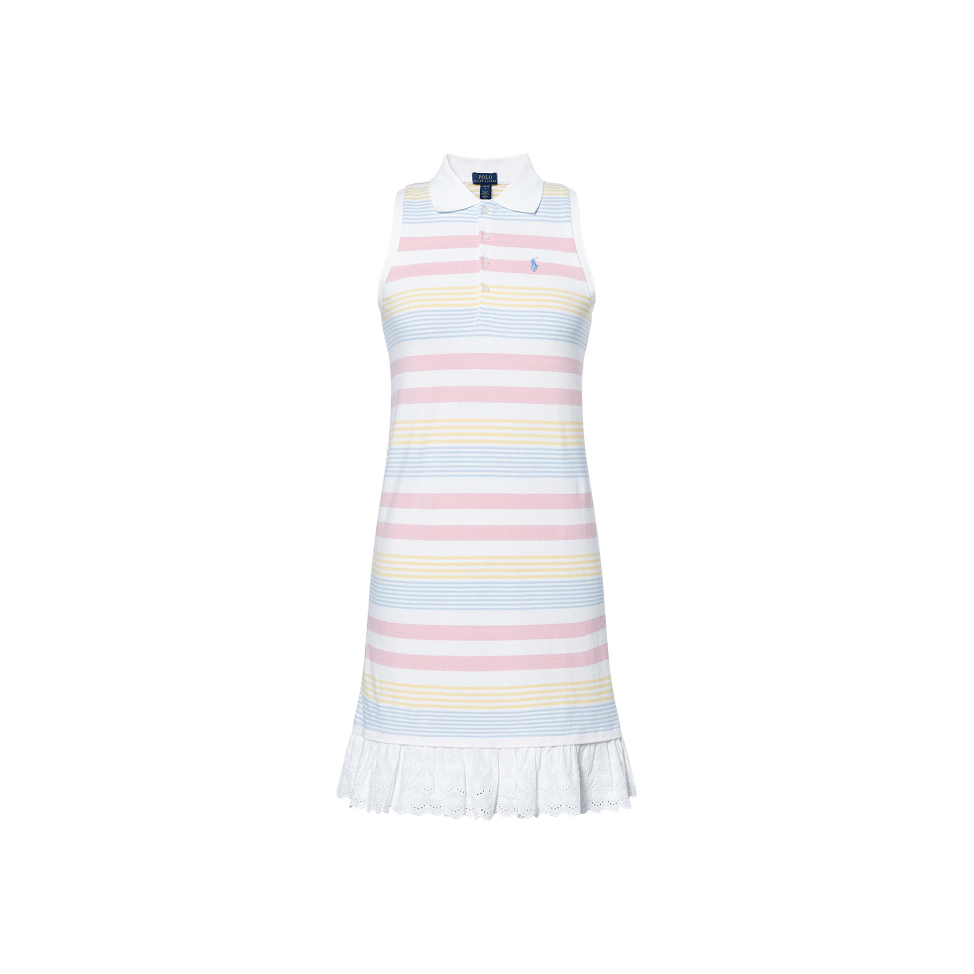 

Платье Polo Ralph Lauren Ss25 с полосатым воротником, без рукавов, детские платья, розовое, белое 313965179-002 XL