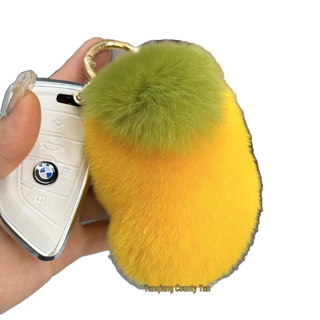 Rex Rabbit Fur Mango Keyring Plush Doll Charm