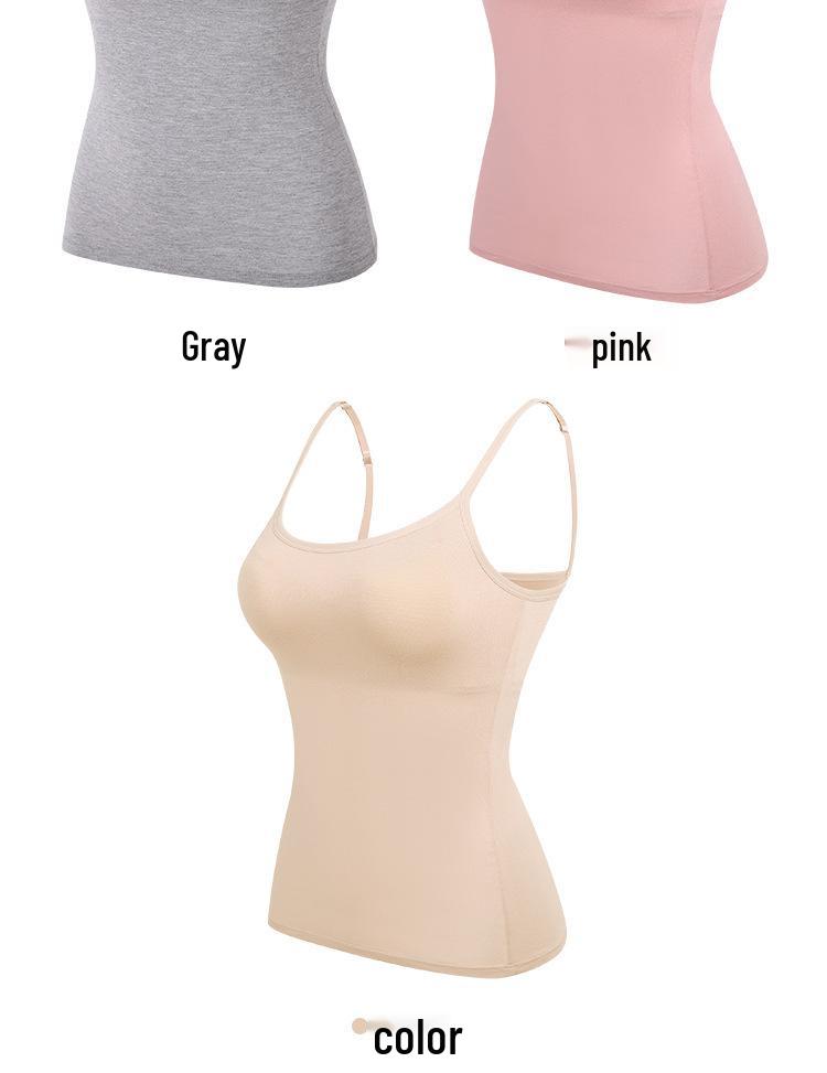 Women's Modal Padded Anti-Exposure Camisole Long Undershirt Yoga Top