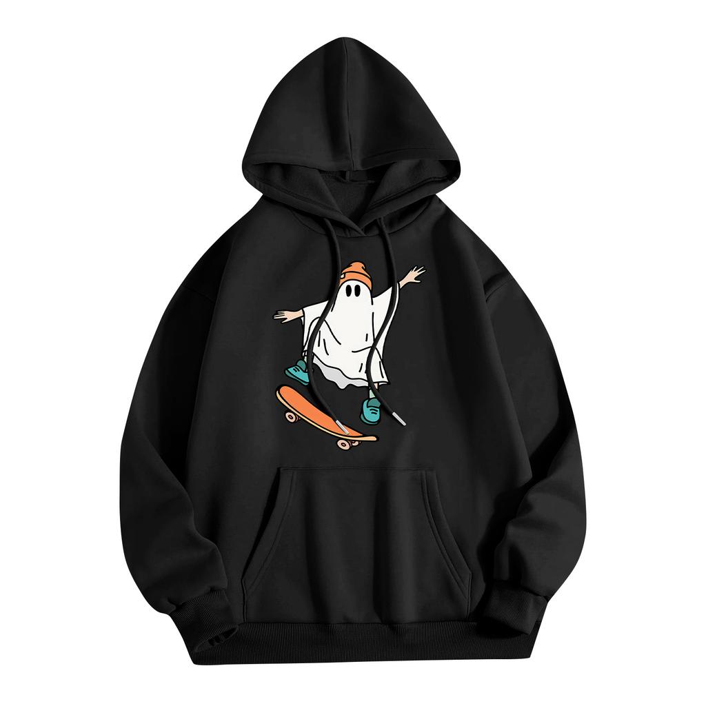 Women's Fashionable, Casual, Comfortable Round-neck, Hooded, Long-sleeved, Halloween-print Warm Sweater