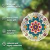 10 Zoll Mandala Windspiel Outdoor Gartendeko mit 360° drehbarem Haken Lebhaftes Metall Hängedesign für Terrasse Rasen Saisongeschenk