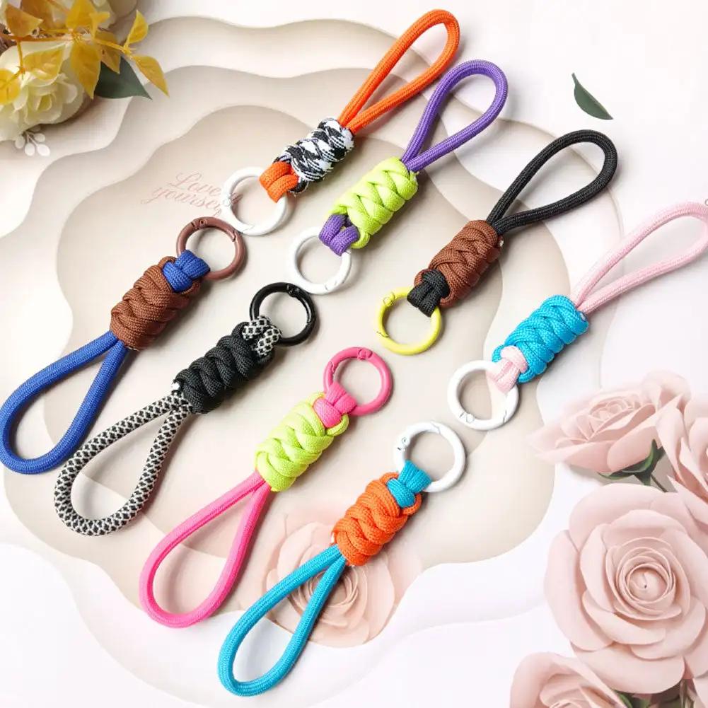 Creative Braided Lanyard Keychain For Phone Case Women Anti Lost Knot Rope Strap Car Key Chains Diy Accessories Fashion Keyring