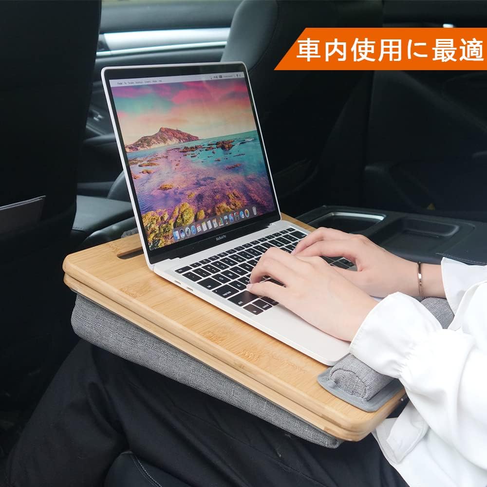 OIWAI Suport reglabil pentru laptop, convenabil de utilizat fără pernă pentru mouse, birou de poală pentru tabletă, convenabil pentru masă din bambus, birou, unghi/înălțime,