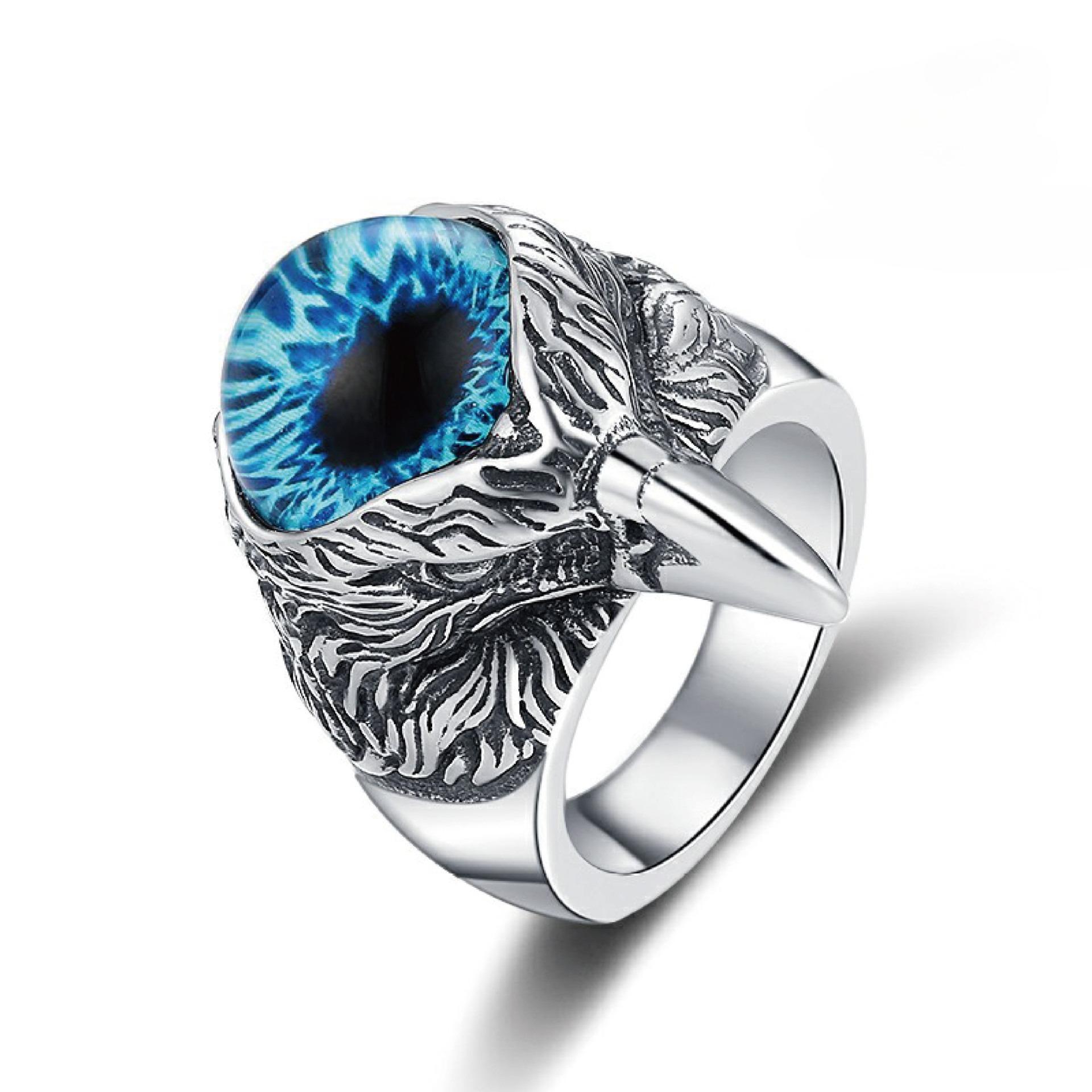 2026 Gem Ring Men s Jewelry Devil s Eye Eagle Premium Sense Niche Ring No. 7