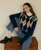 More Than Like Lambswool Argyle Cardigan - Blue