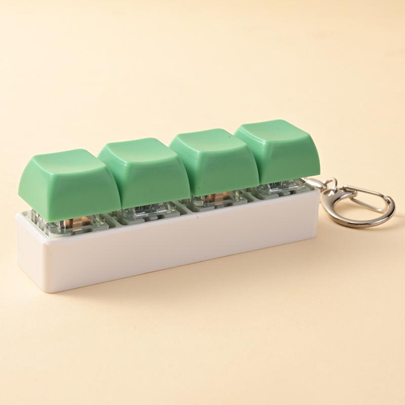 4 Keys Button Keycap Stress Relief Adult Fidget Toy Keychain 4 Keys Keyboard Fidget Gadgets Toys Diy Keyboard Keychain Toys