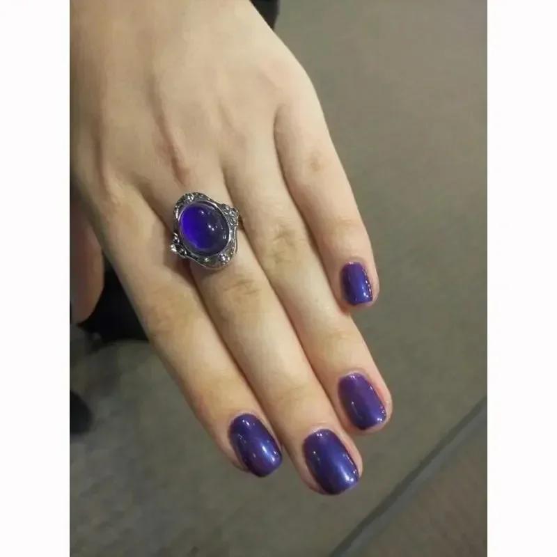 Retro Mood Warm Color Changing Ring Gem LCD Color Changing Ring Adjustable Temperature Control Women Accessories Fashion Jewelry