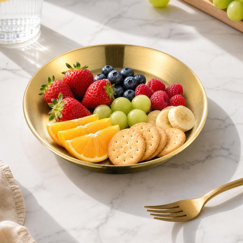 Stainless Steel Pizza Plate Food Safe Dinnerware for Everyday Dining, Catering