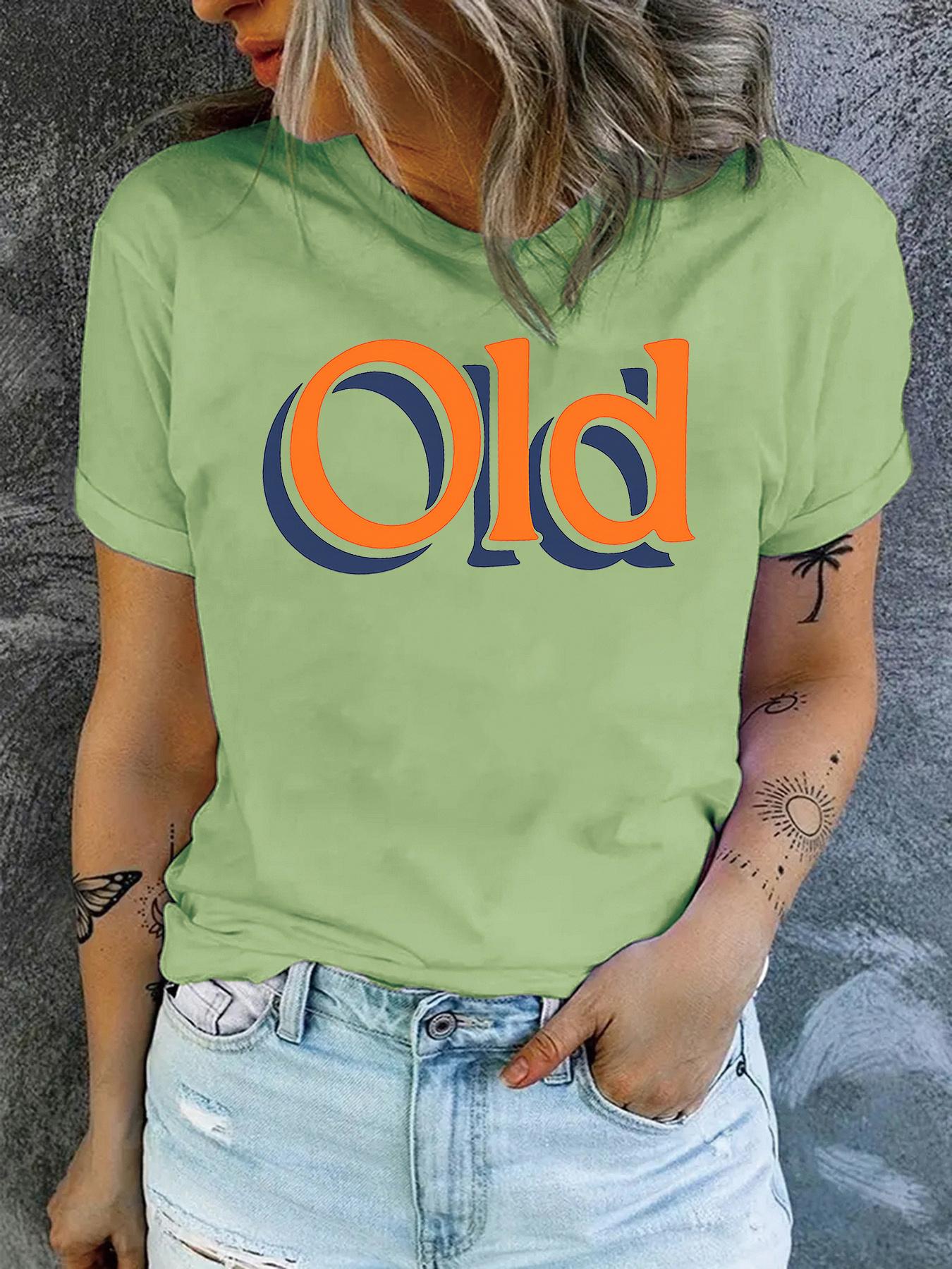 Women S Casual Round-Neck T-Shirt with Stylish Letter Print for Spring and Summer S