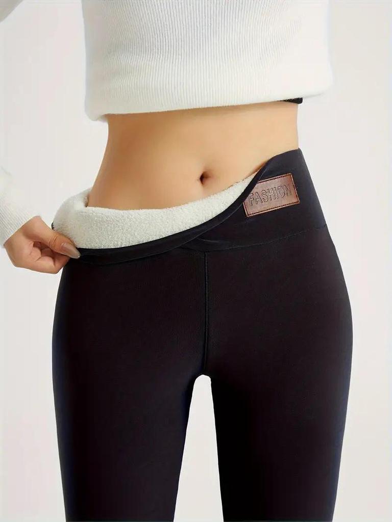 High-Waist Elastic Thickened Yoga Leggings - Solid Color, Casual, Slimming Women's Sports Pants