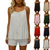 Women's Color Loose Fitting Backless Sleeveless Pullover Top And Elastic Waist, Pocketless Shorts Set.
