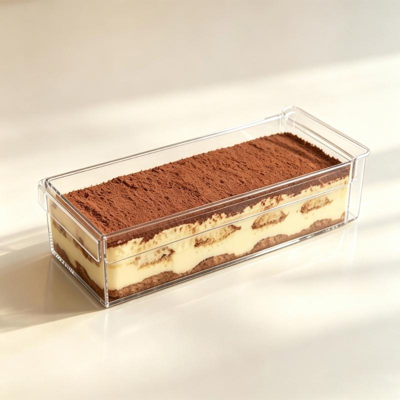 Moldes para Dar Forma a Tartas de Queso, Molde Rectangular para Hornear con Tapa para Tiramisú, Herramienta Transparente de Acrílico para Postres, Recipiente para Tartas para Reposteros Caseros y Preparativos de Fiestas