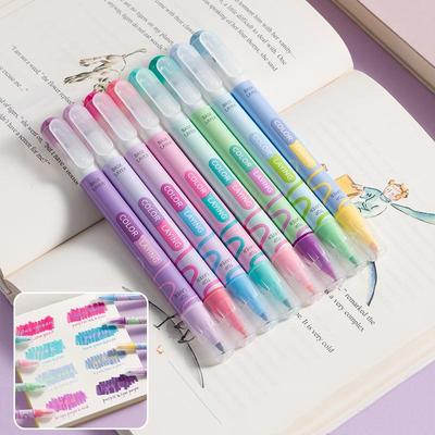 Set di pennarelli per evidenziatori a colori da 8 pezzi Set di pennarelli artistici magici fluorescenti a doppio lato Disegno per ufficio scuola
