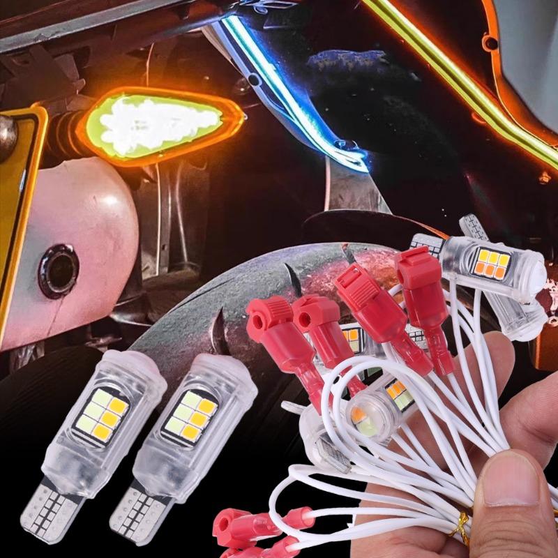 T10/T15 Motorrad-Blinker Motorrad Zweifarbig Hohe Helligkeit Standlicht Motorrad Brems-LED-Birne Rückleuchten