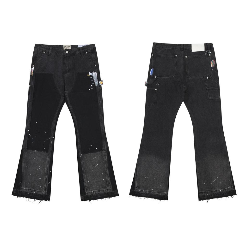Trendy Wijde Jeans, Gewassen, Slijtageplekken, Patchwork, Unisex Stijl