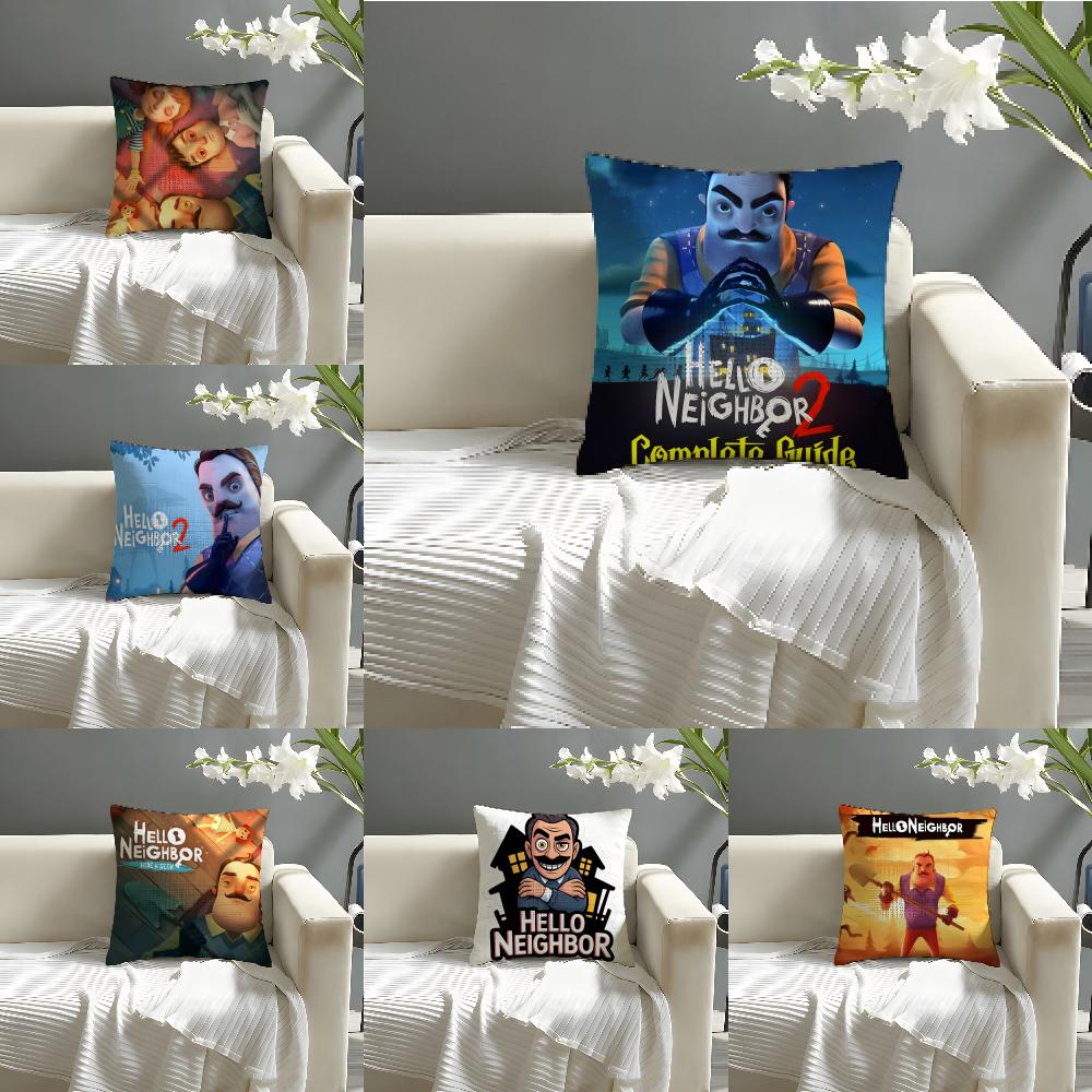 Lustiges Horrorspiel H-Hello Neighbor 2 Kissenbezug Leinen Kissenbezug Sofa Heimdeko Kissenhülle Kissenbezug