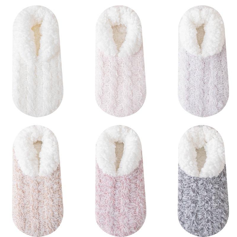 Floor Socks for Women, Home, Autumn and Winter, Thickened with Fleece, Warm Sleep Socks, Anti-slip Silicone Foot Warmer, Floor Socks