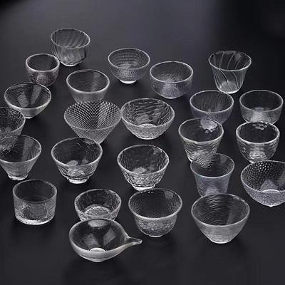 Japanese Heat-Resistant Crystal Teacup Set with Hammer Pattern - Mini Kung Fu Style Tea Tasting Cups