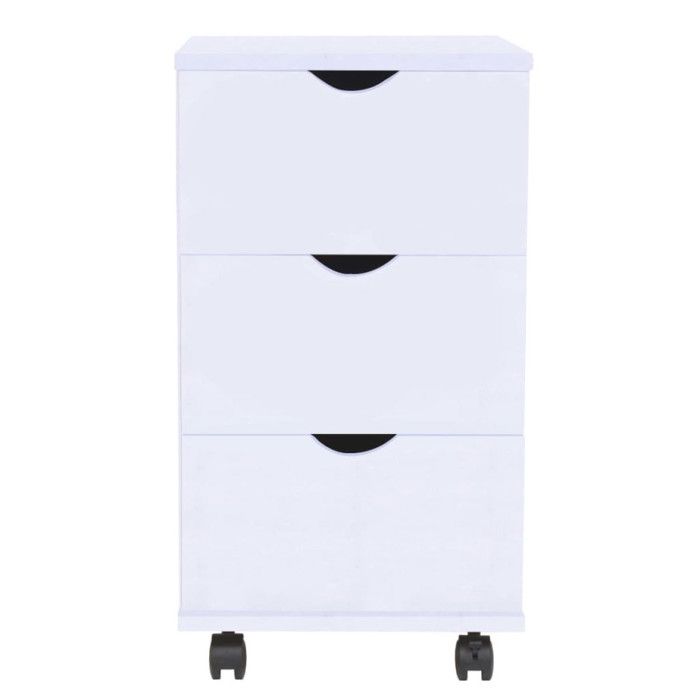 Meuble à tiroirs - vidaXL - 245727 - 33x45x60 cm - Blanc - 3 tiroirs avec roulettes