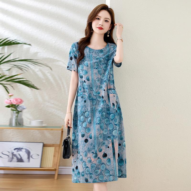 

Модное повседневное платье женское новое свободное скрывающее живот темпераментное благородное миди 2XL синий