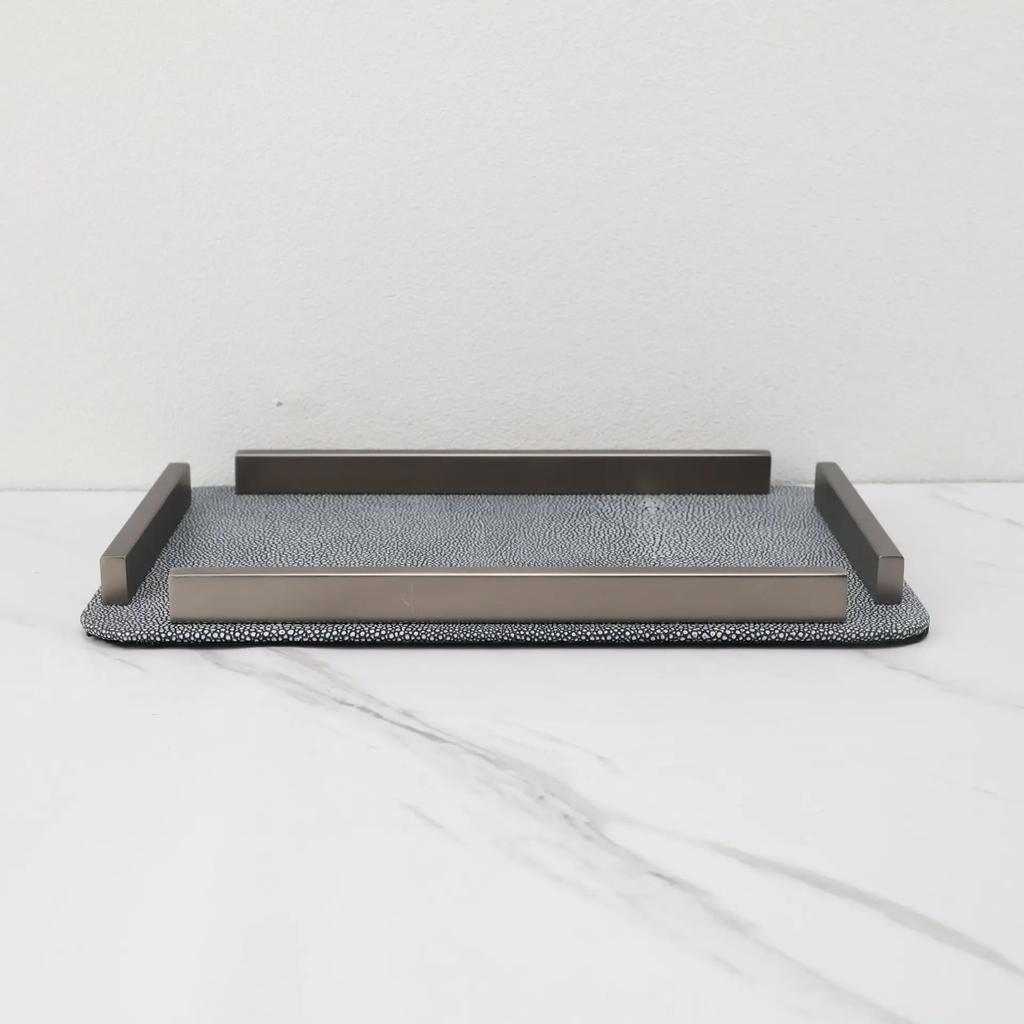 W European-style minimalist metal leather storage tray soft decorations living room coffee table study model room crafts ornamen