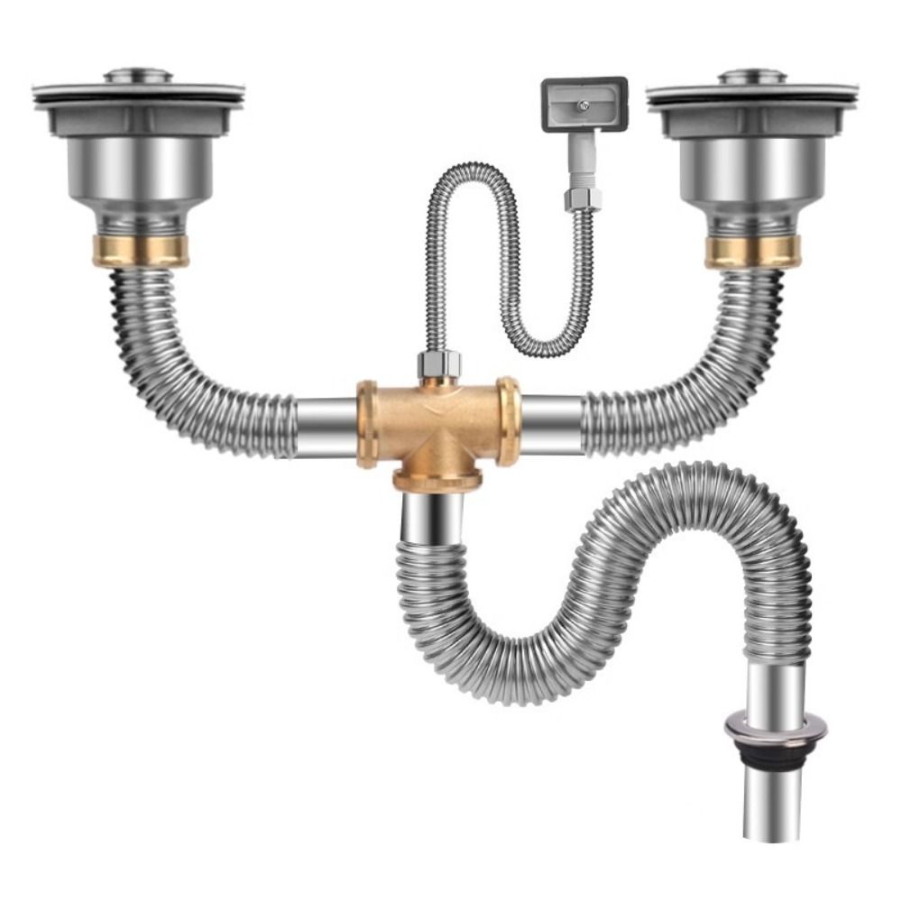 

Stainless Steel Sink Drain Pipe Set Easy Install Sewer Replacement Pipe Replacement Parts Single-slot