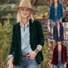 New Women's Velvet Short Blazer Jacket Western Style Fashion Outerwear
