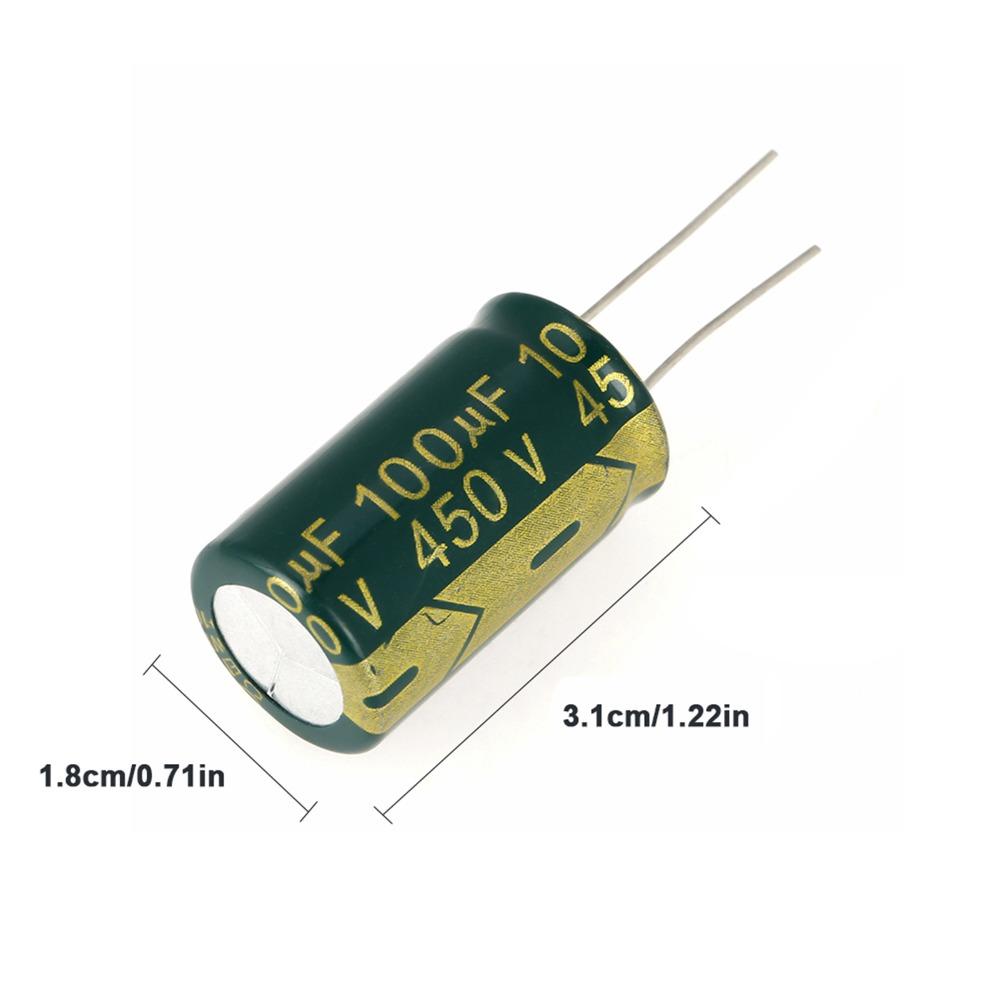 10PCS Green Radial Capacitor 100UF Aluminum Electrolytic Capacitors Durable Assorted Kit  TV Repair