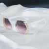Fashionable Geometric Frame Glasses With Rhinestone Embellishments For Party And Everyday Sunglasses