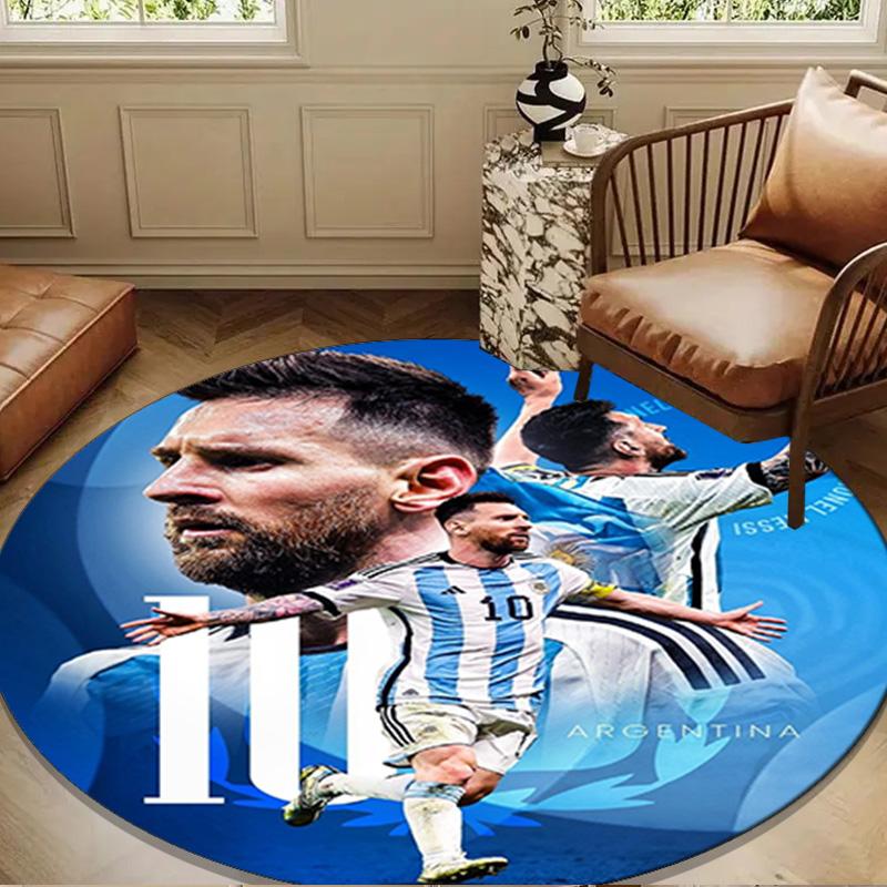World Cup Celebration Messi Round Mat, Anti-slip Circle Carpet Chair Rug For livingroom,Bedroom, Doormat Home Decor Gift Christmas Gifts