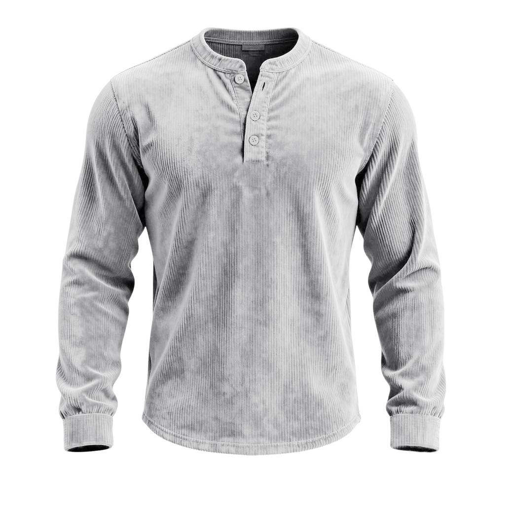 Men's Relaxed-Fit Button-Down Collar Corduroy Pullover Long-Sleeve Top