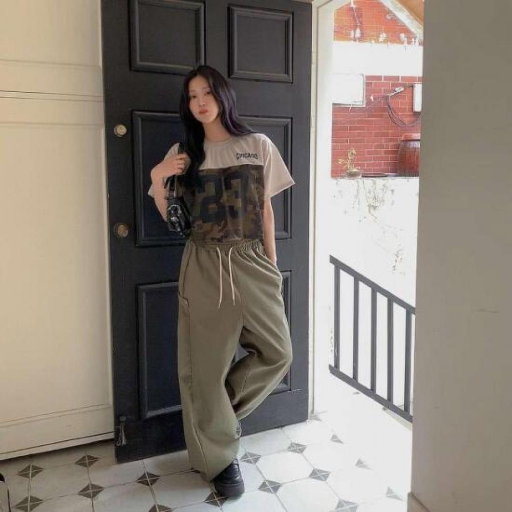 New Arrivals Open Run Women Camo Color Block Mesh T shirT
