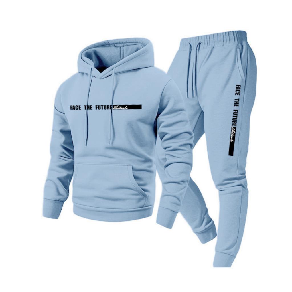 Herren Kapuzenpullover und Jogginghosen Set Lässiger Langarm Pullover Trainingsanzug mit Aufdruck Buchstaben Design für den Alltag