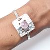 Pink Rose Quartz Gemstone Handmade Jewelry Cuff Bracelets 7''Adjustable